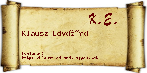 Klausz Edvárd névjegykártya